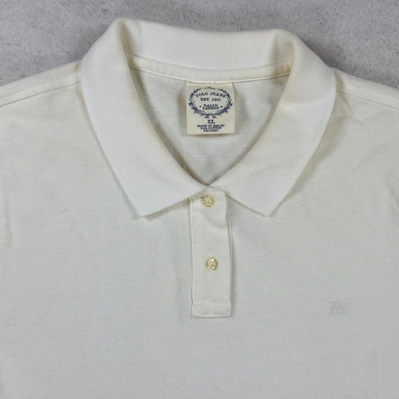 Polo Jeans Co. Ralph Lauren Tops - VTG Polo Jeans Ralph Lauren Womens XL White Cotton Preppy Short Sleeve Polo Y2K